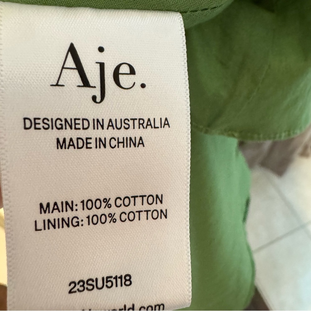 Aje Zorina Tie-Detail Midi Dress Green Sleeveless | Size 8 - Picture 9 of 10